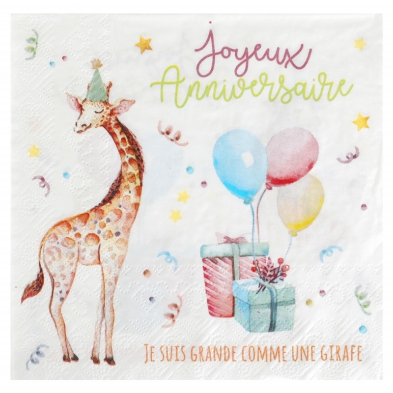 20 Zookinder Anniversaire napkins 33cm