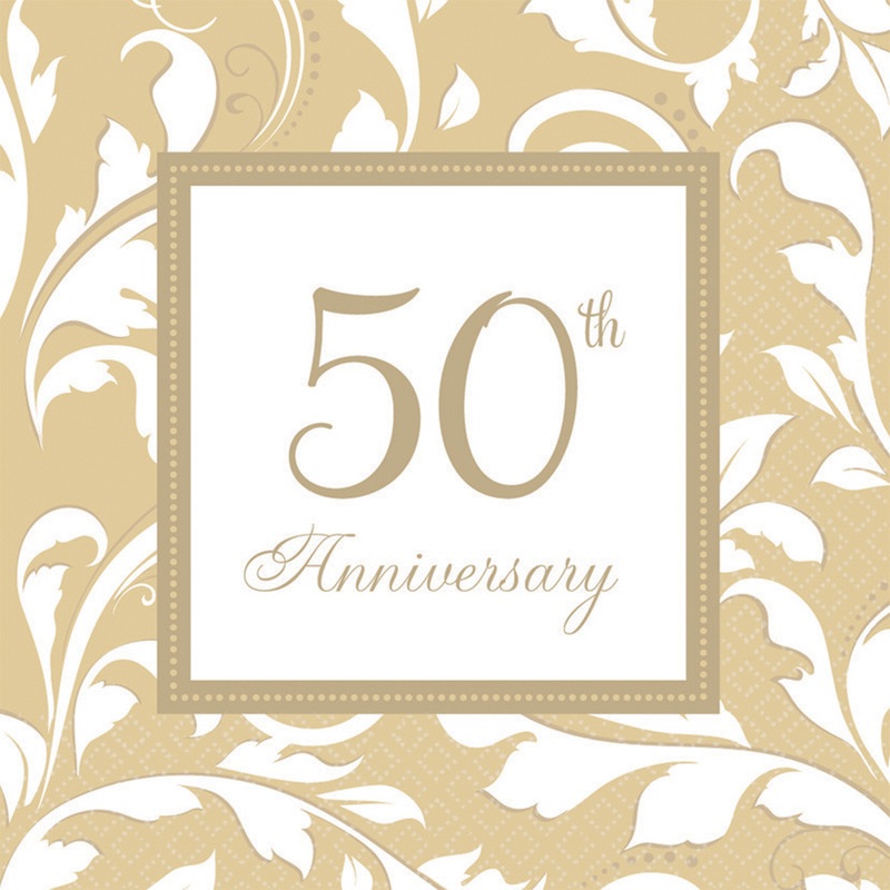 Set of 16 Happy 50 Years napkins