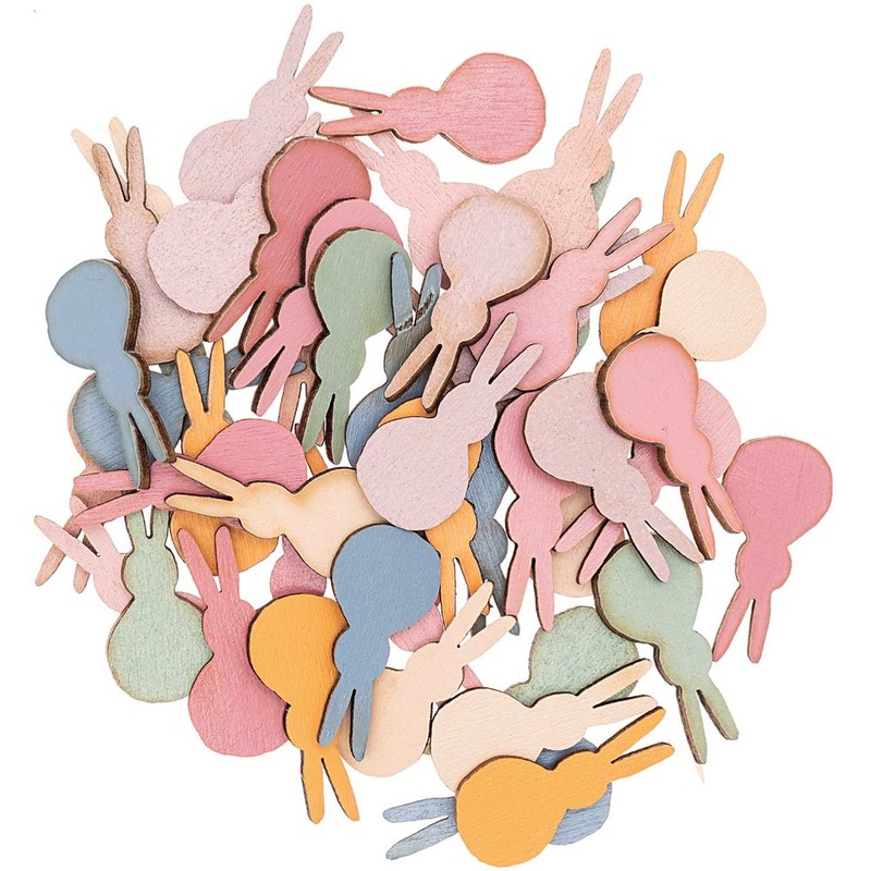 wood litter made of colorful Easter bunnies