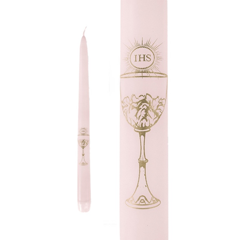 4 candles communion IHS pink 29cm