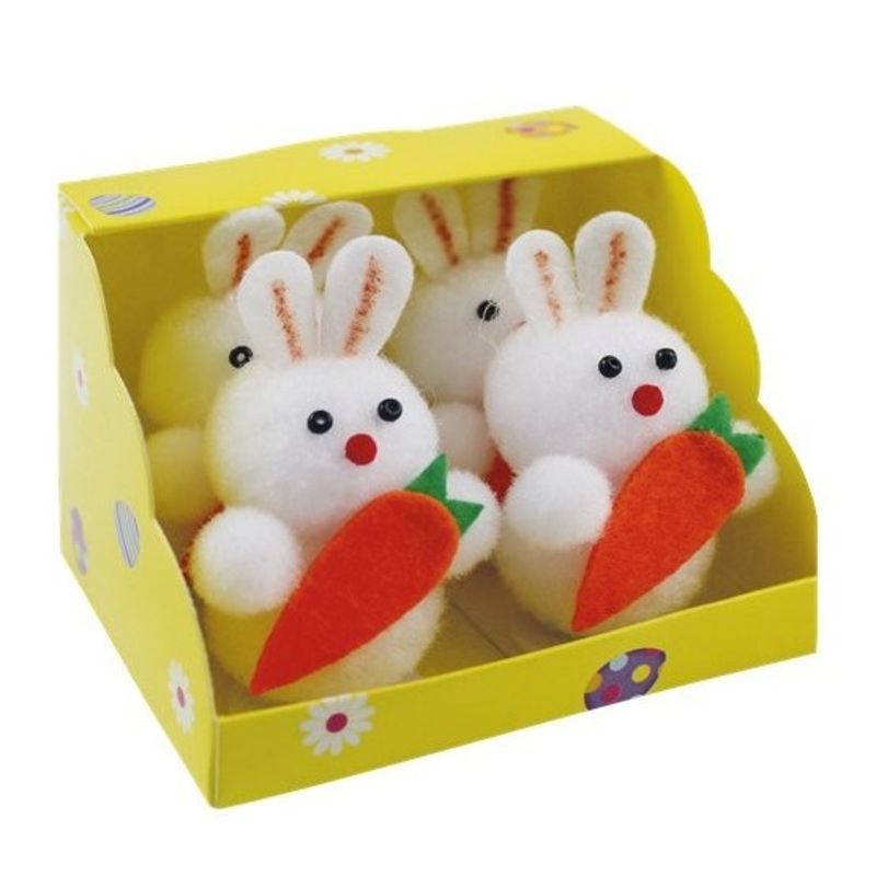 4 mini Easter bunnies with carrots