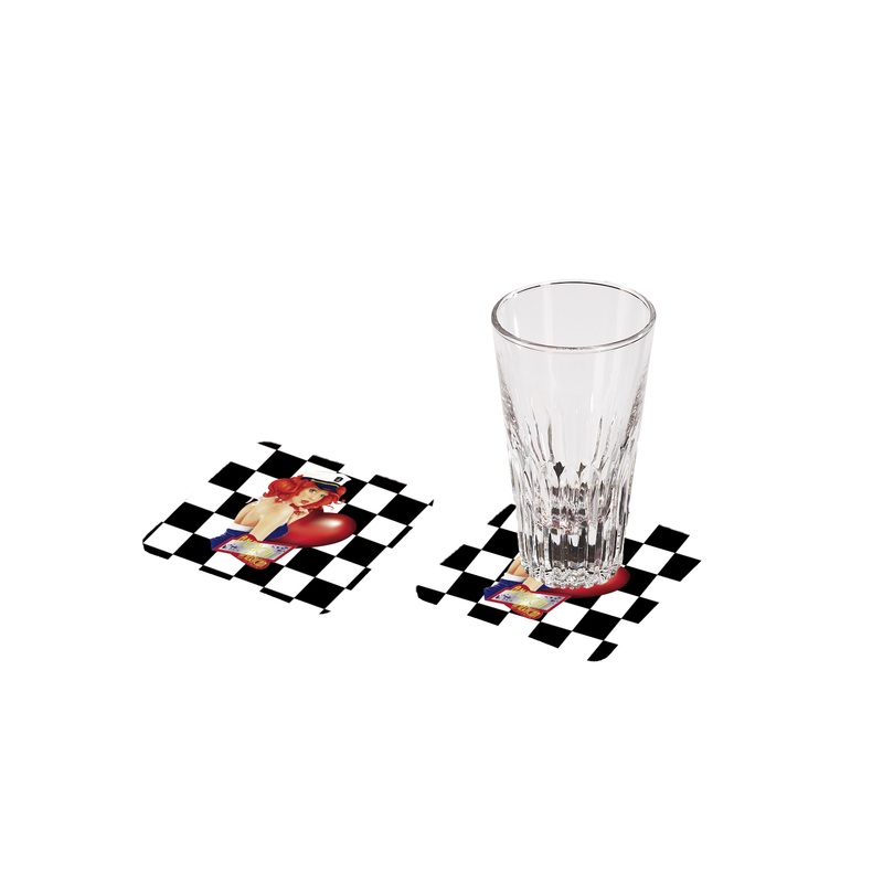 8 glass coasters American Diner 8.5 x 8.5
