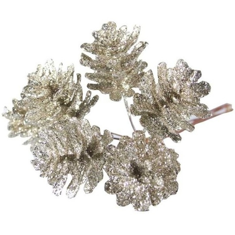 Glitter Pine Cone Bunch 6 Pcs.
