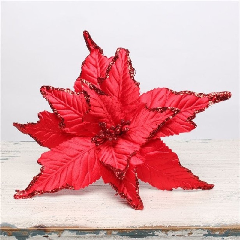 Glittering poinsettia flower 32cm
