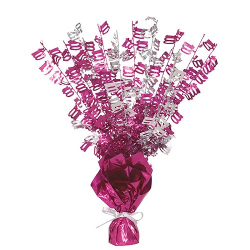 Happy Pink Sparkling 100th Birthday table fountain 42cm