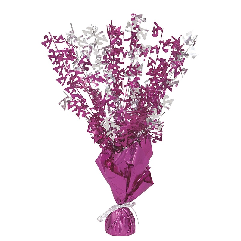 Happy Pink Sparkling 21st Birthday table fountain 42cm