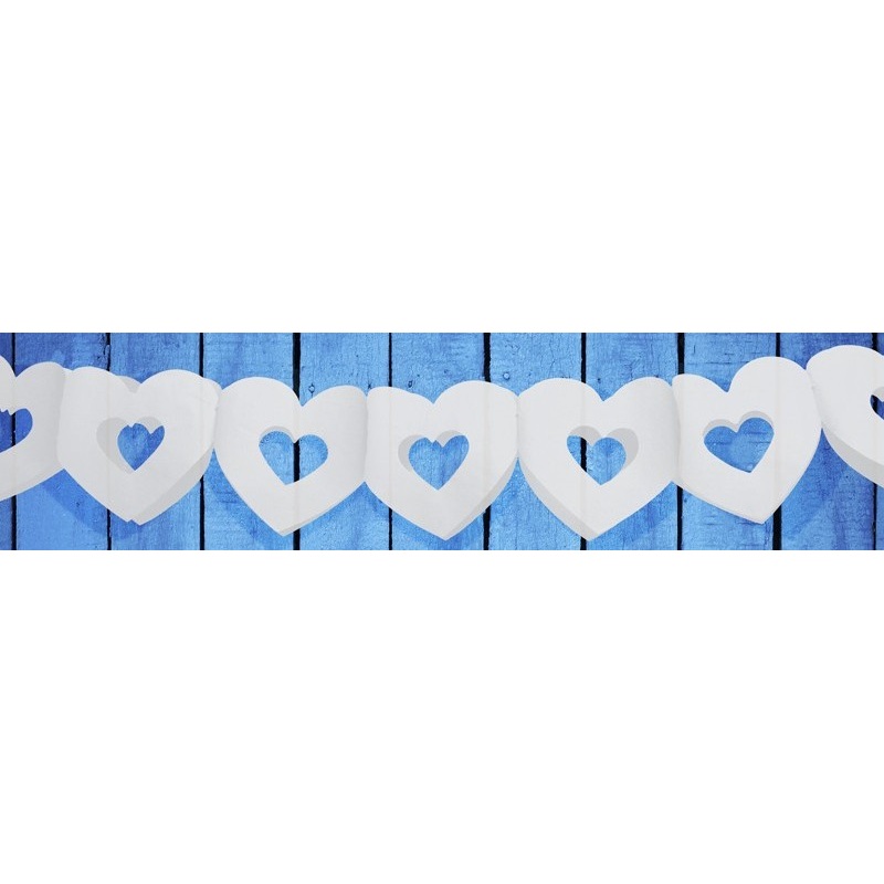 Heart paper garland 3m white