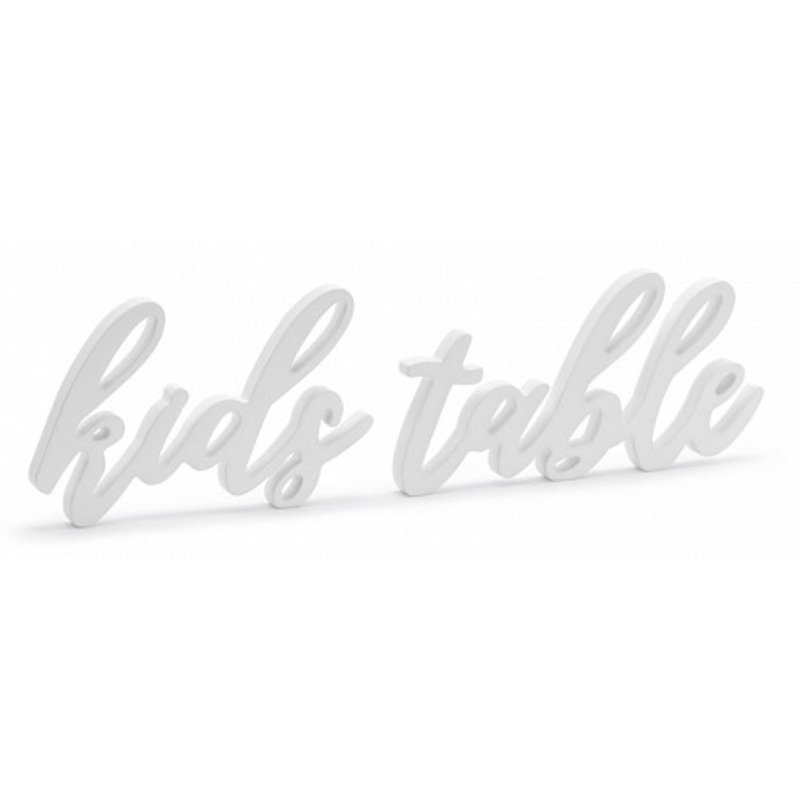Kids table deco lettering white 38 x 10cm