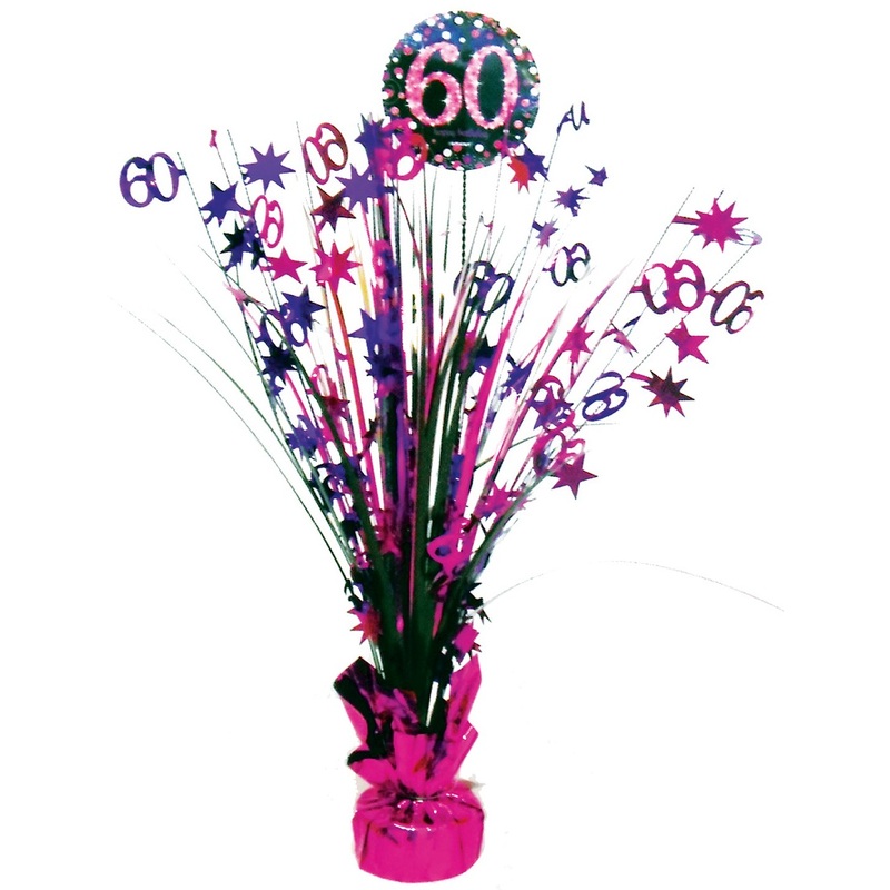 Pink 60th Birthday table fountain 46cm