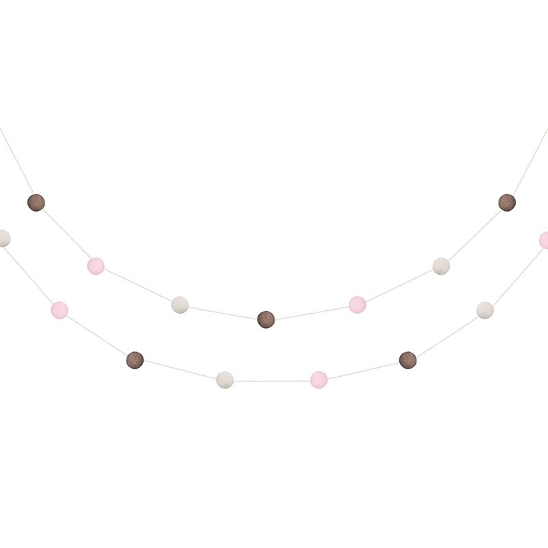 Pompom garland rose & cream 2x200cm