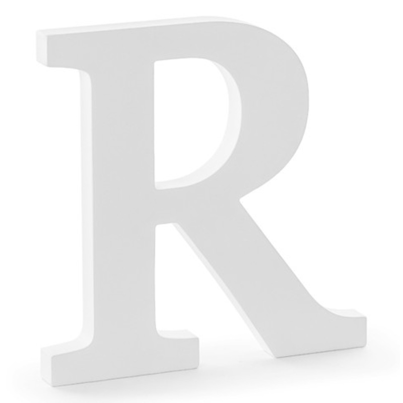Wooden letter R white 19.5 x 20cm