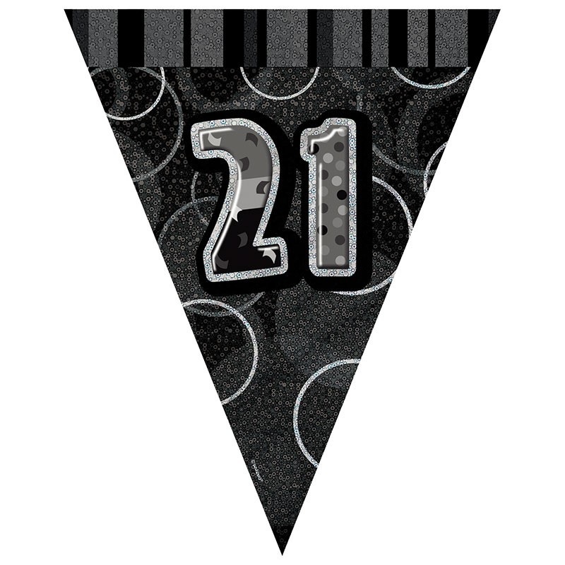 21st birthday black and white party pennant chain 365cm