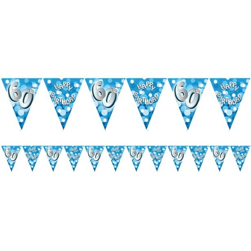 60th birthday garland glittering blue 4m