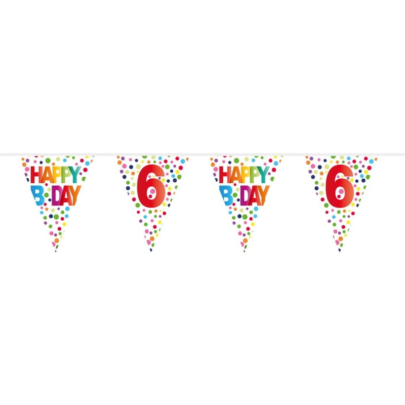 6th birthday colorful dots bunting 10m