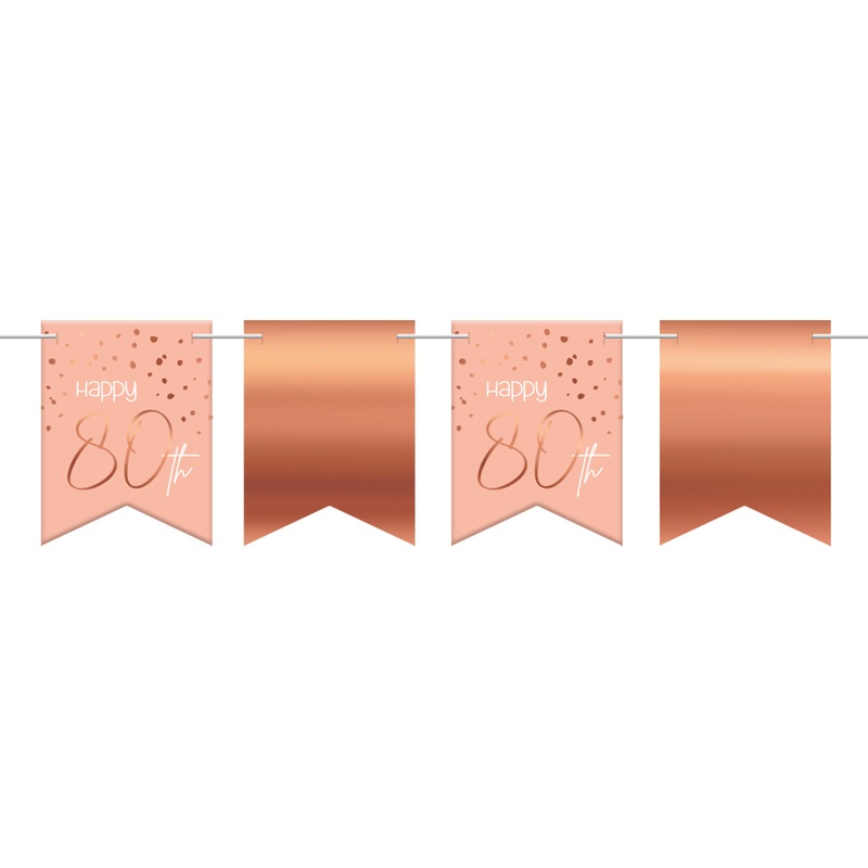 80th birthday pennant chain 6m elegant blush rose gold