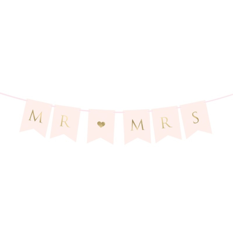 Bridal couple garland light pink 85 x 15cm