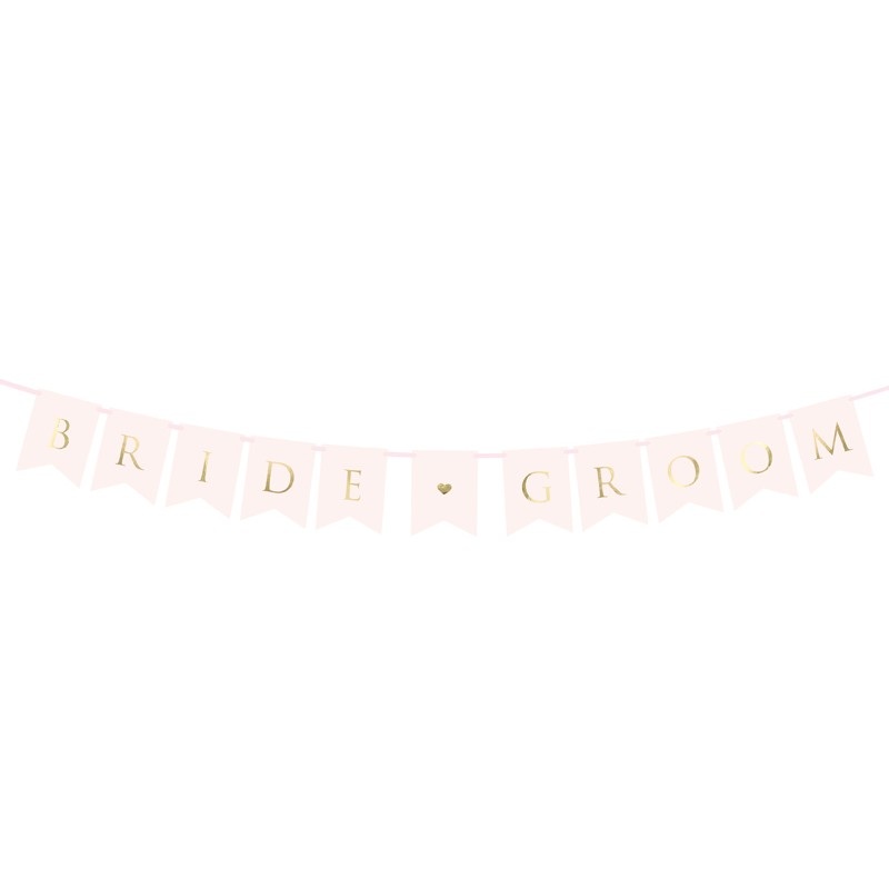 Bride & Groom garland light pink 1.55mx 15cm