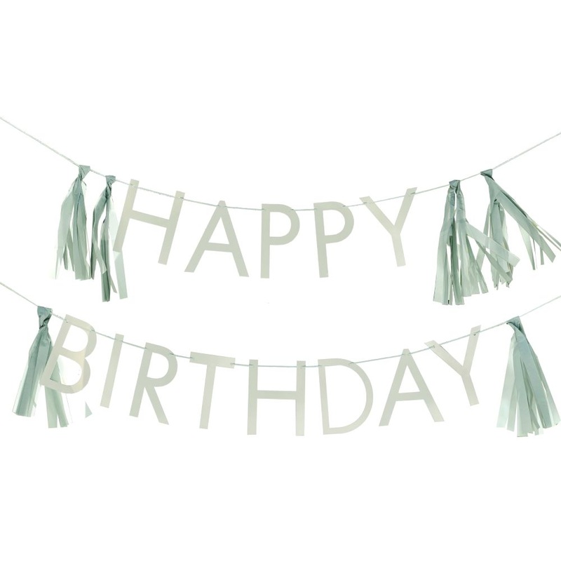 Green-Sage Eco Garland Happy Birthday XXm