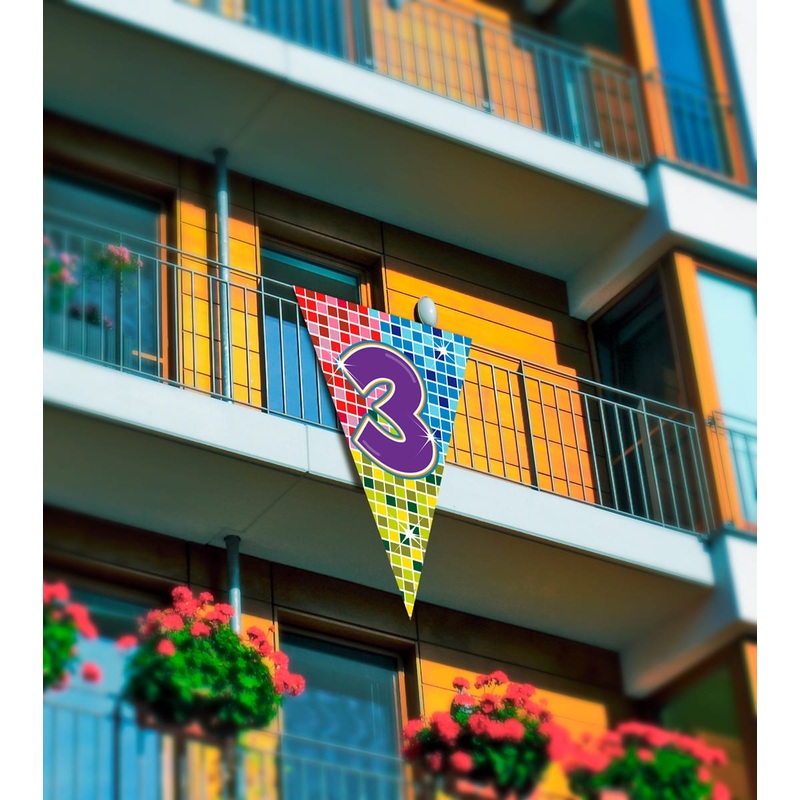 Groovy 3rd Birthday pennant 1.5mx 90cm