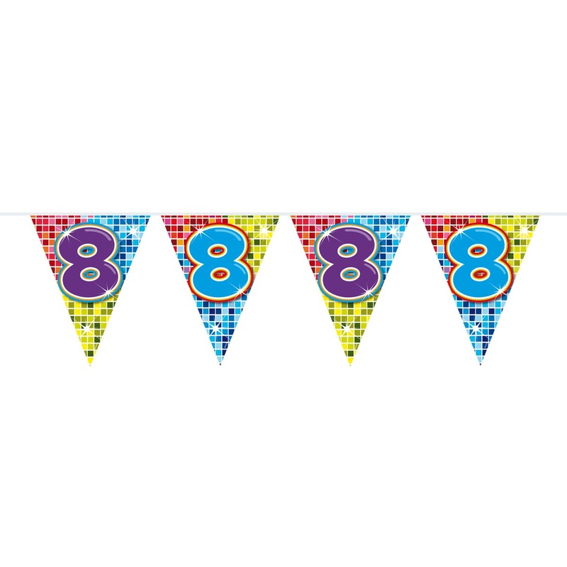 Groovy 8th Birthday pennant chain 6m