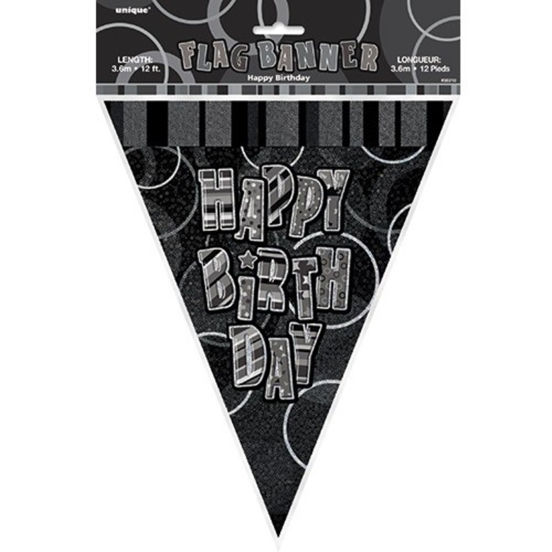 Happy Birthday Black and White Party Pennant Chain