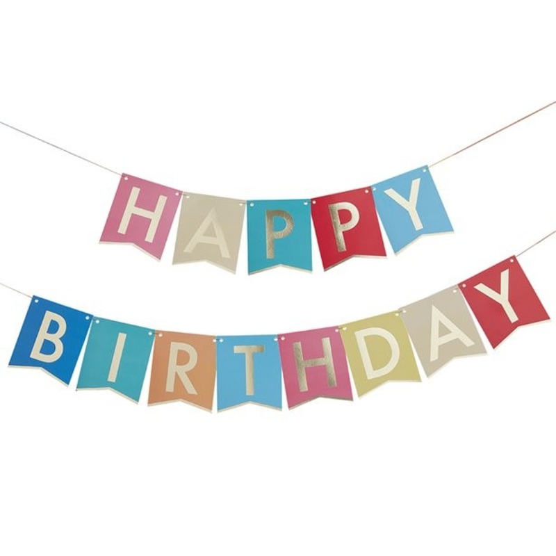 Happy Birthday flag garland multicolored 3m