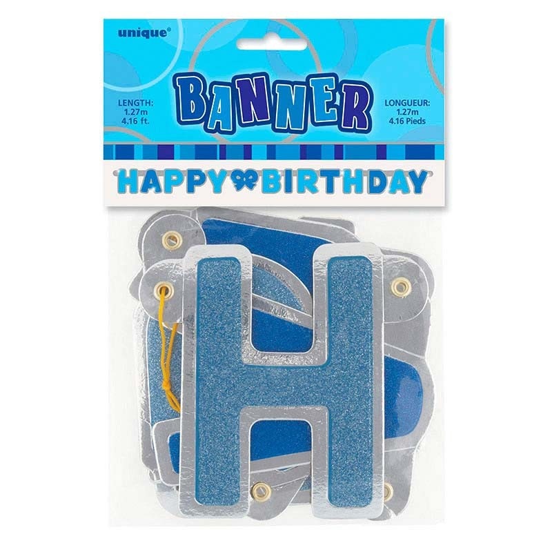 Happy Blue Sparkling Birthday garland 127cm