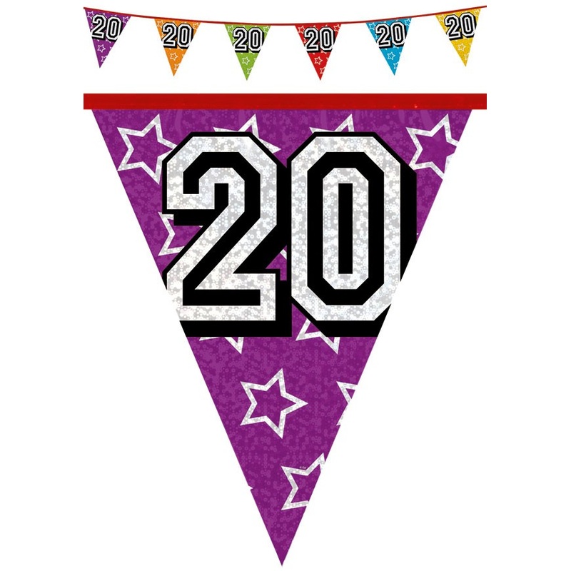 Holographic pennant chain 20 colored 8m
