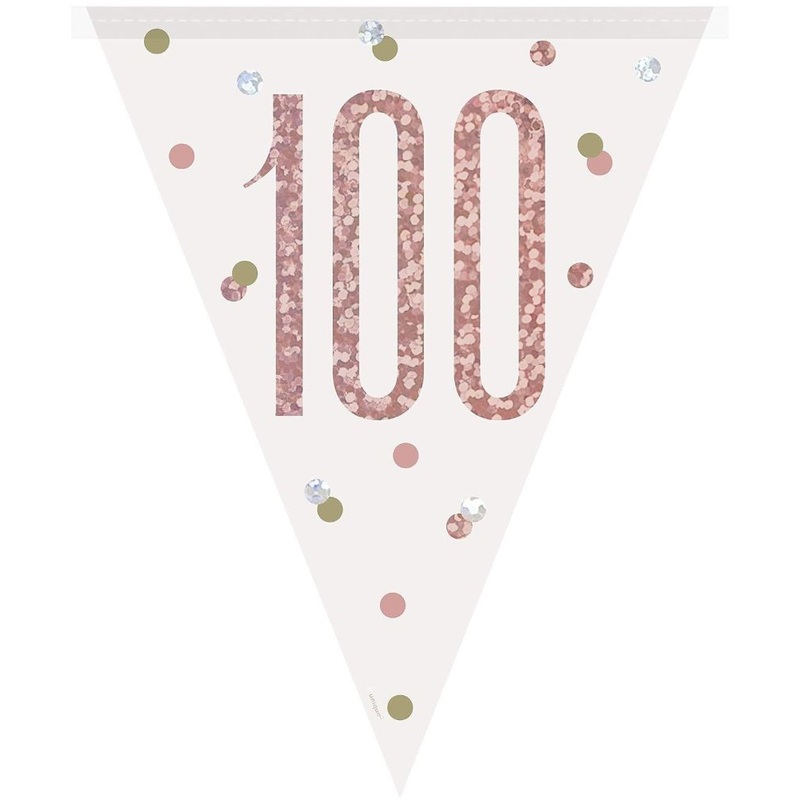 Pennant chain Happy 100th rose gold