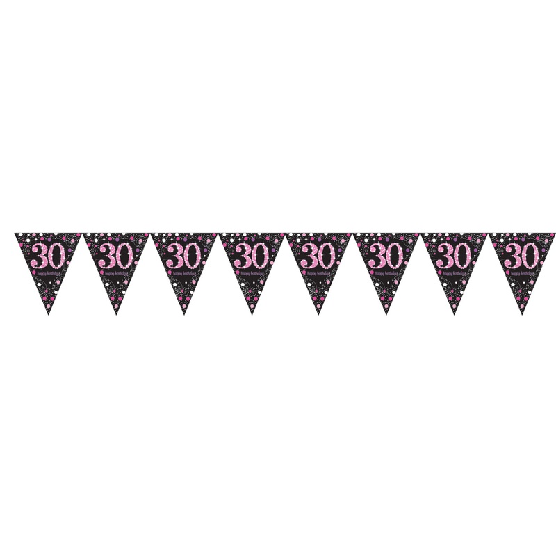Pink 30th Birthday pennant chain 4m