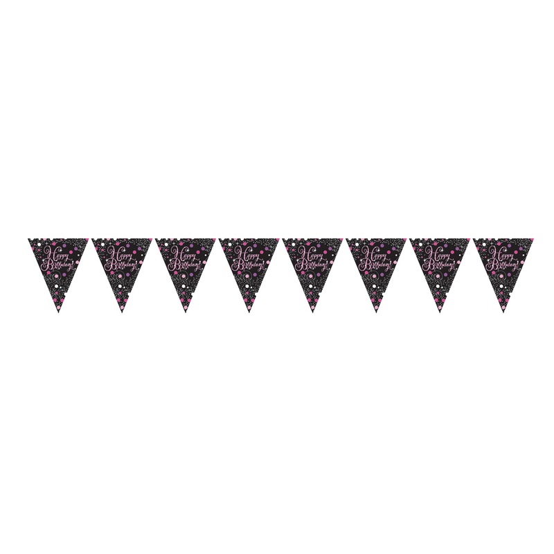 Pink Happy Birthday pennant chain 4m
