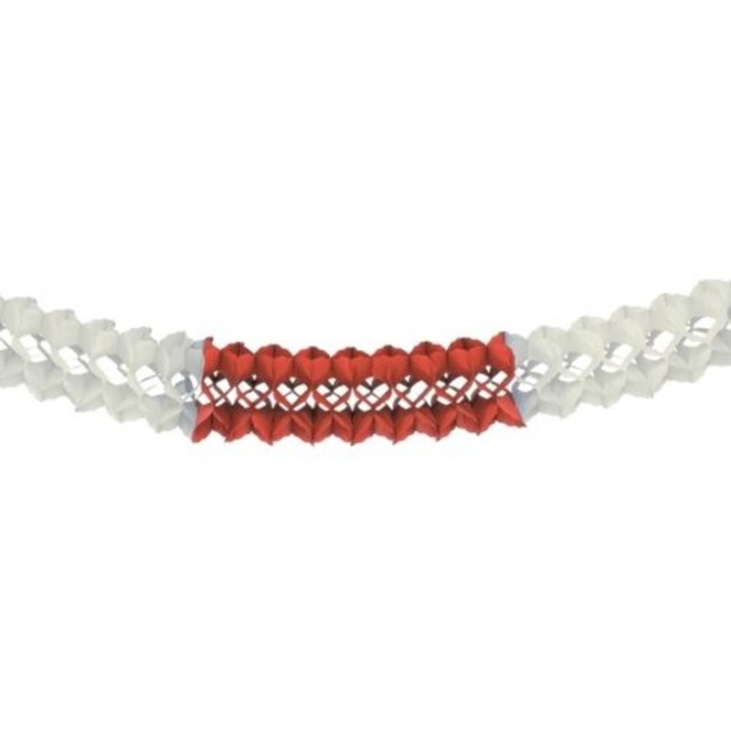 Red and white fan garland 4m