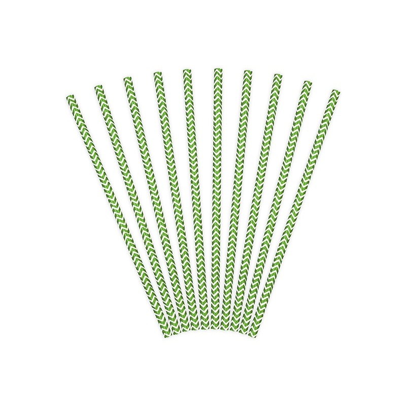 10 zigzag paper straws green 19.5cm