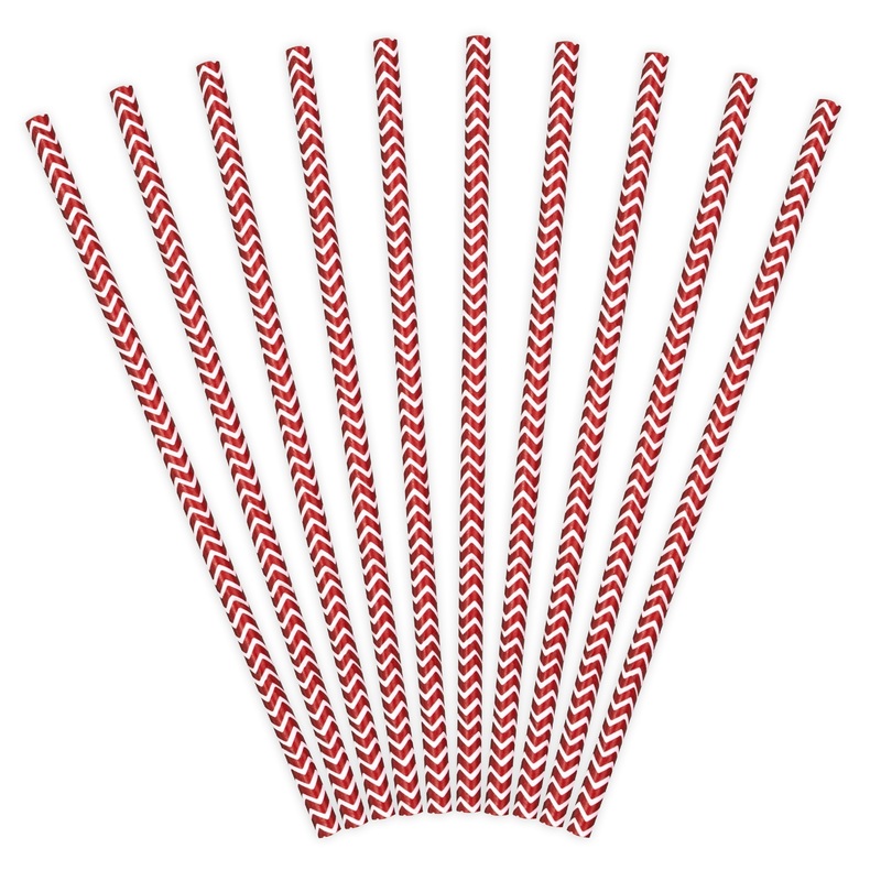 10 zigzag paper straws red 19.5cm