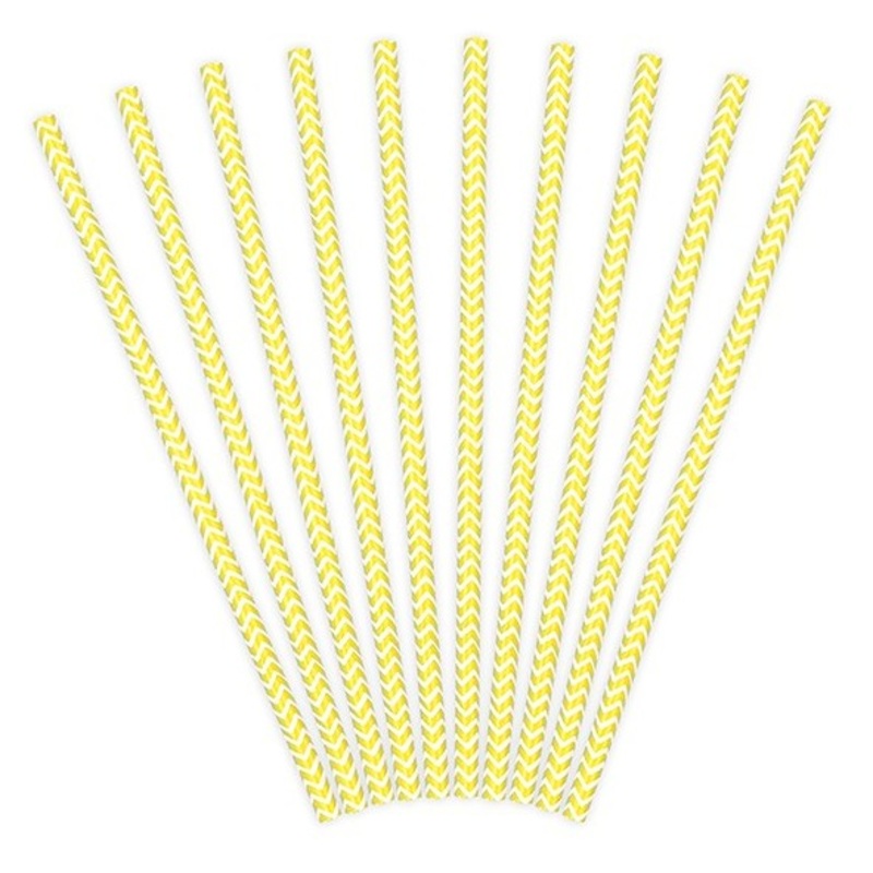 10 zigzag paper straws yellow 19.5cm