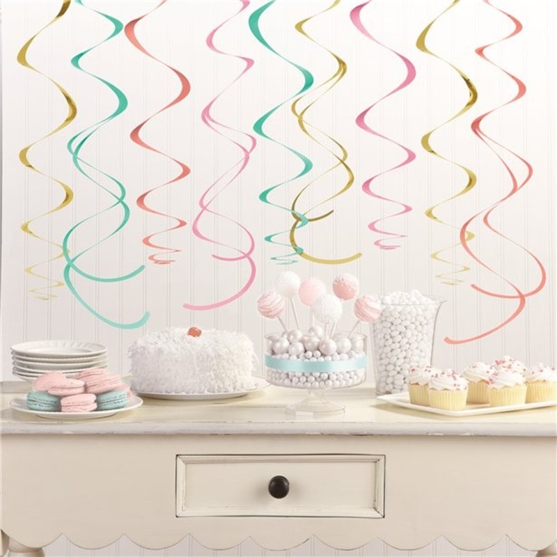 12 colorful candy swirls spiral hangers 55cm