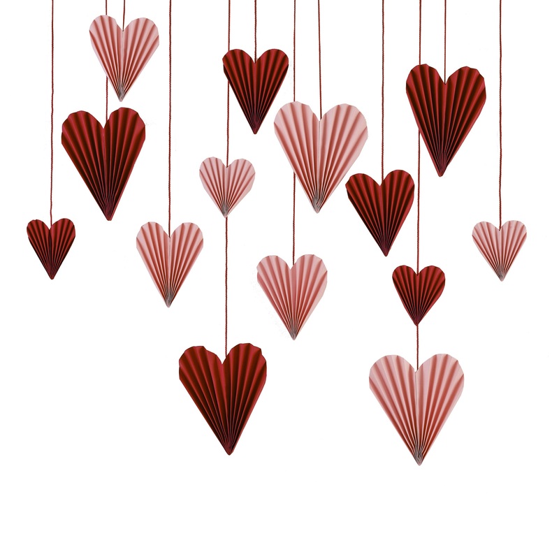 16 love whisper heart shape paper fans