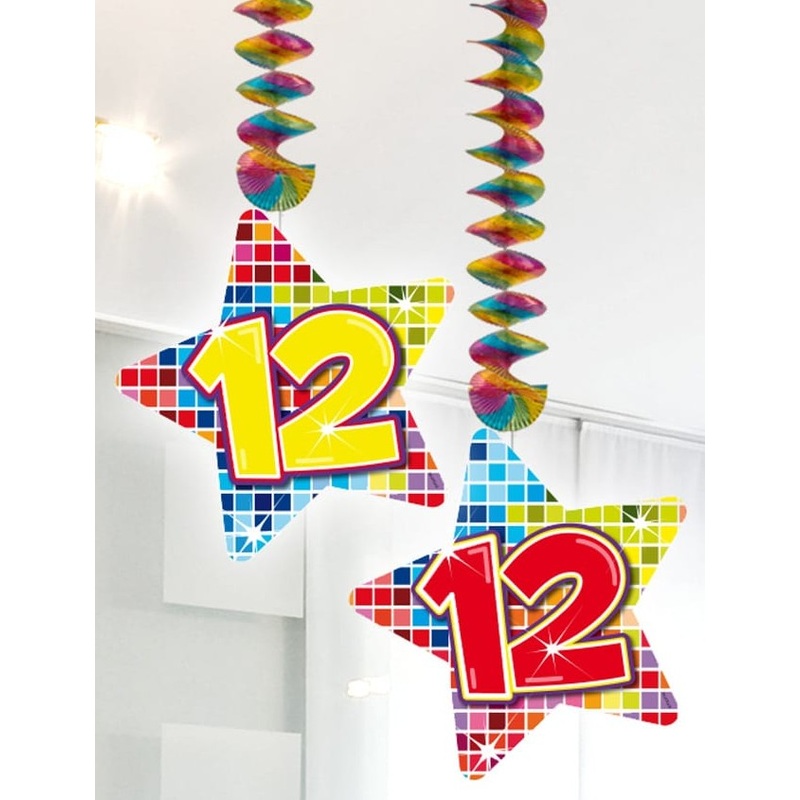 2 spiral hangers with stars 12th birthday