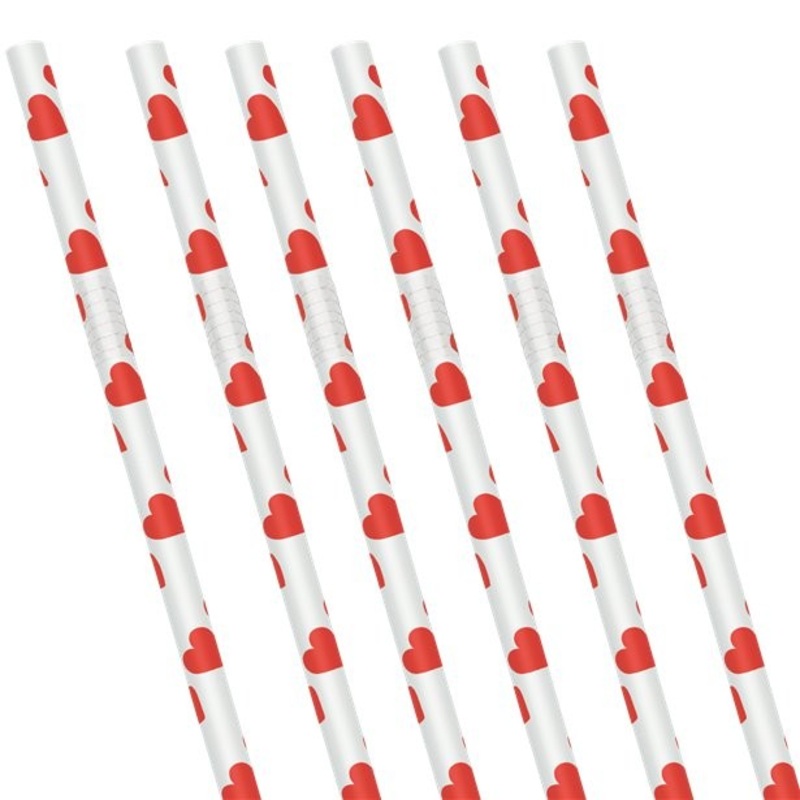 24 heart paper straws