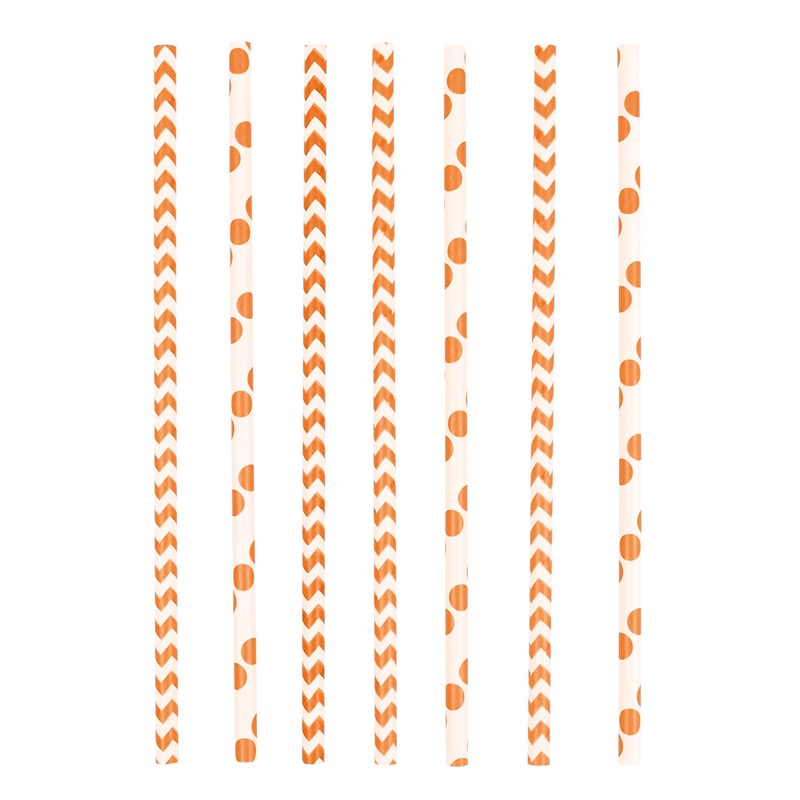 24 Summerfeeling paper straws orange 19.5cm