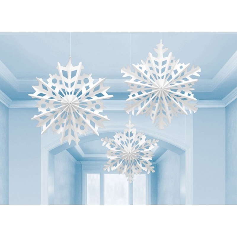 3 Filigree Snowflake Hangers
