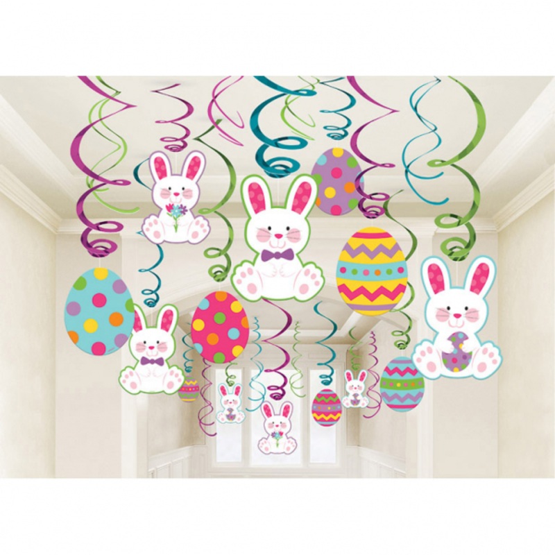 30 Happy Easter spiral hangers