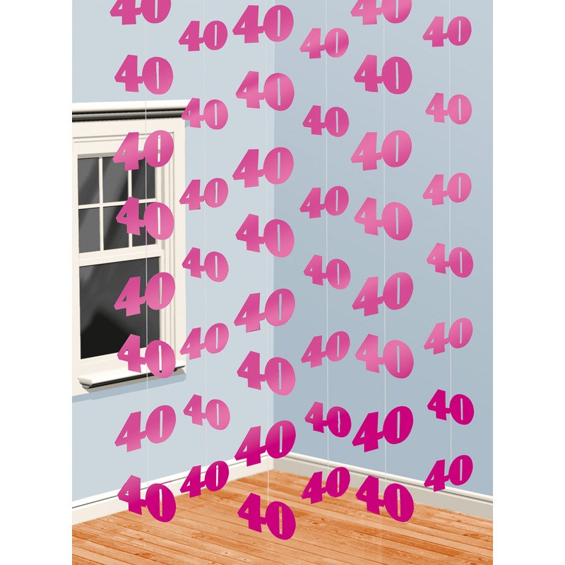 40th Celebration hanging decoration pink 210cm