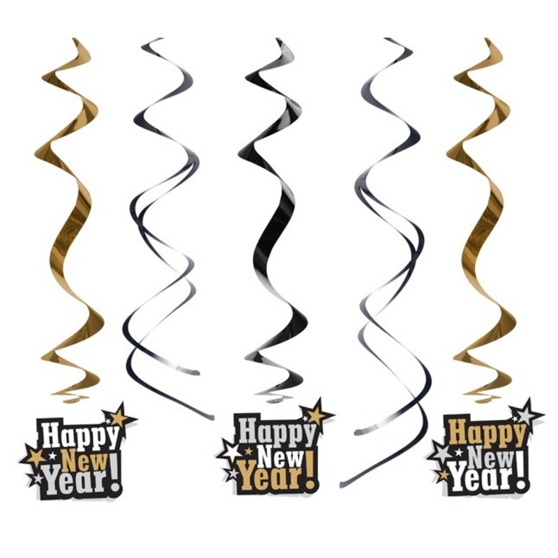 5 New Year's Eve spiral hangers 60cm