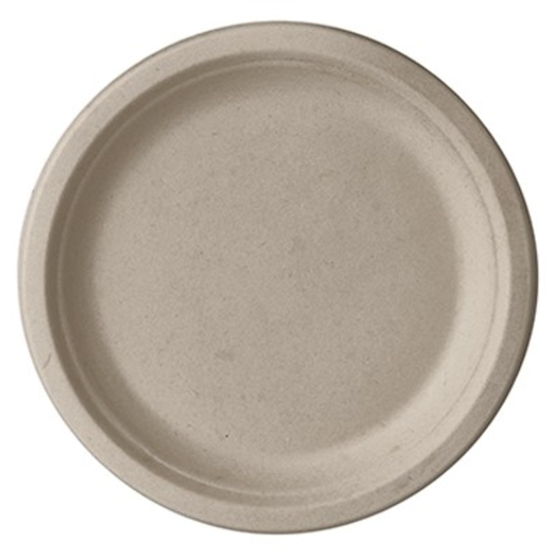 50 Round Sugar Cane Plates Natural 18cm