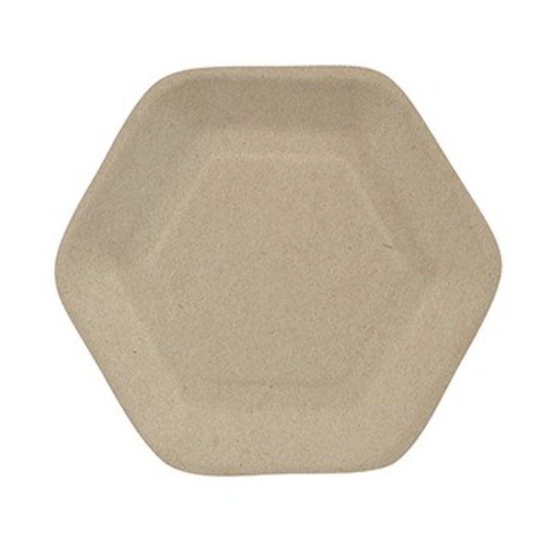 50 sugar cane finger food plates, 6-sided, natural