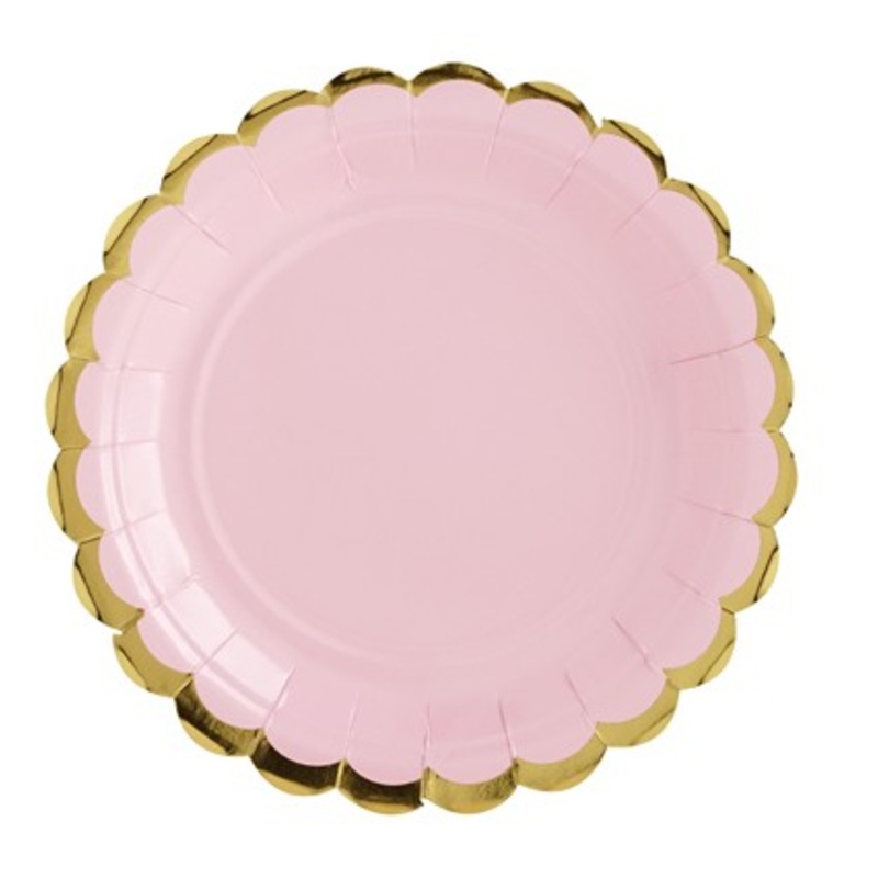 6 candy party paper plates light pink 18cm