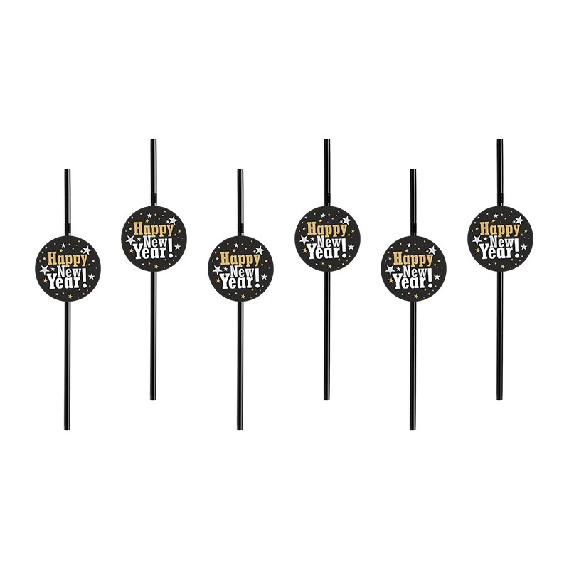 6 New Year's Eve festival straws 24cm