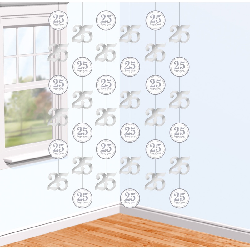 6 Sparkling 25 Years decoration hanger