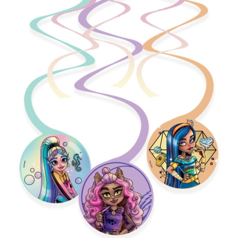 6 swirl decorations Monster High 40cm, 60cm